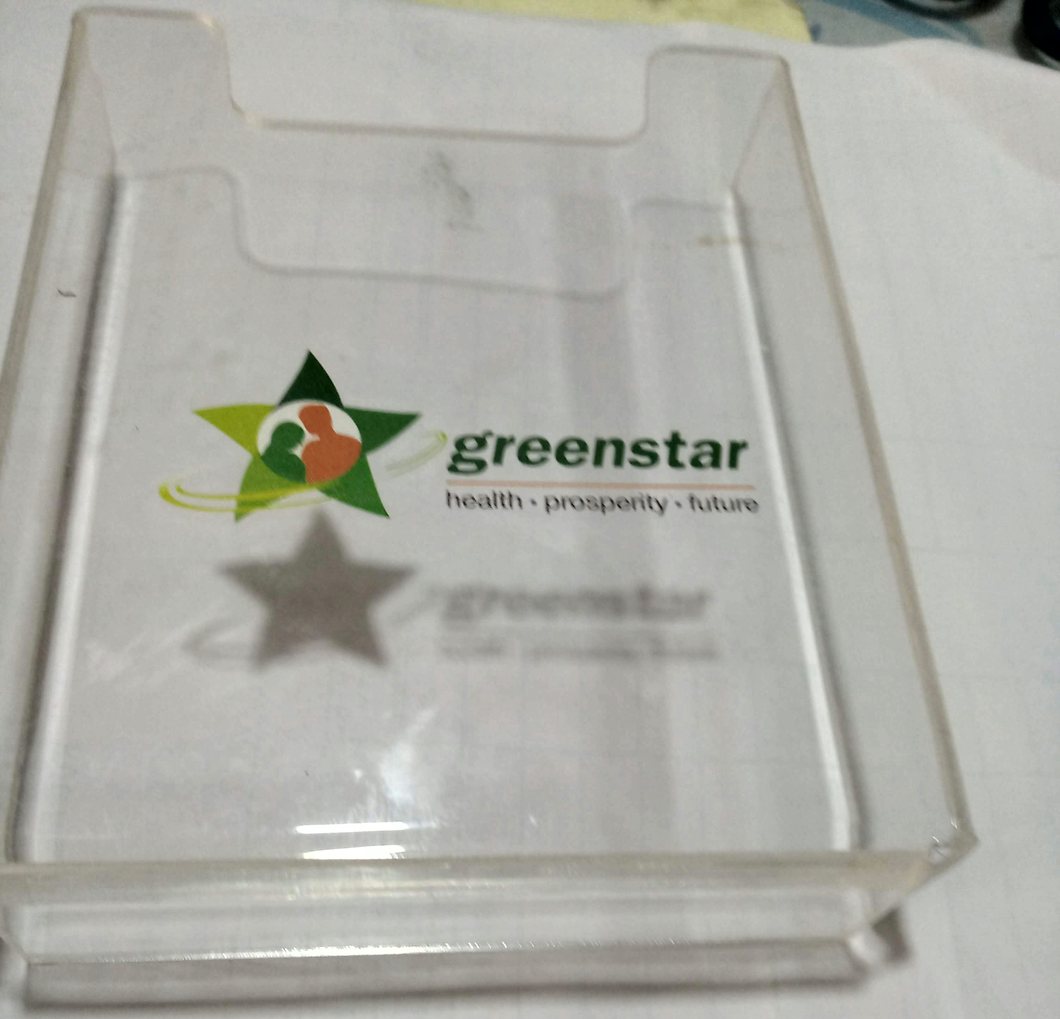 Greenstar: Clear acrylic box, printed