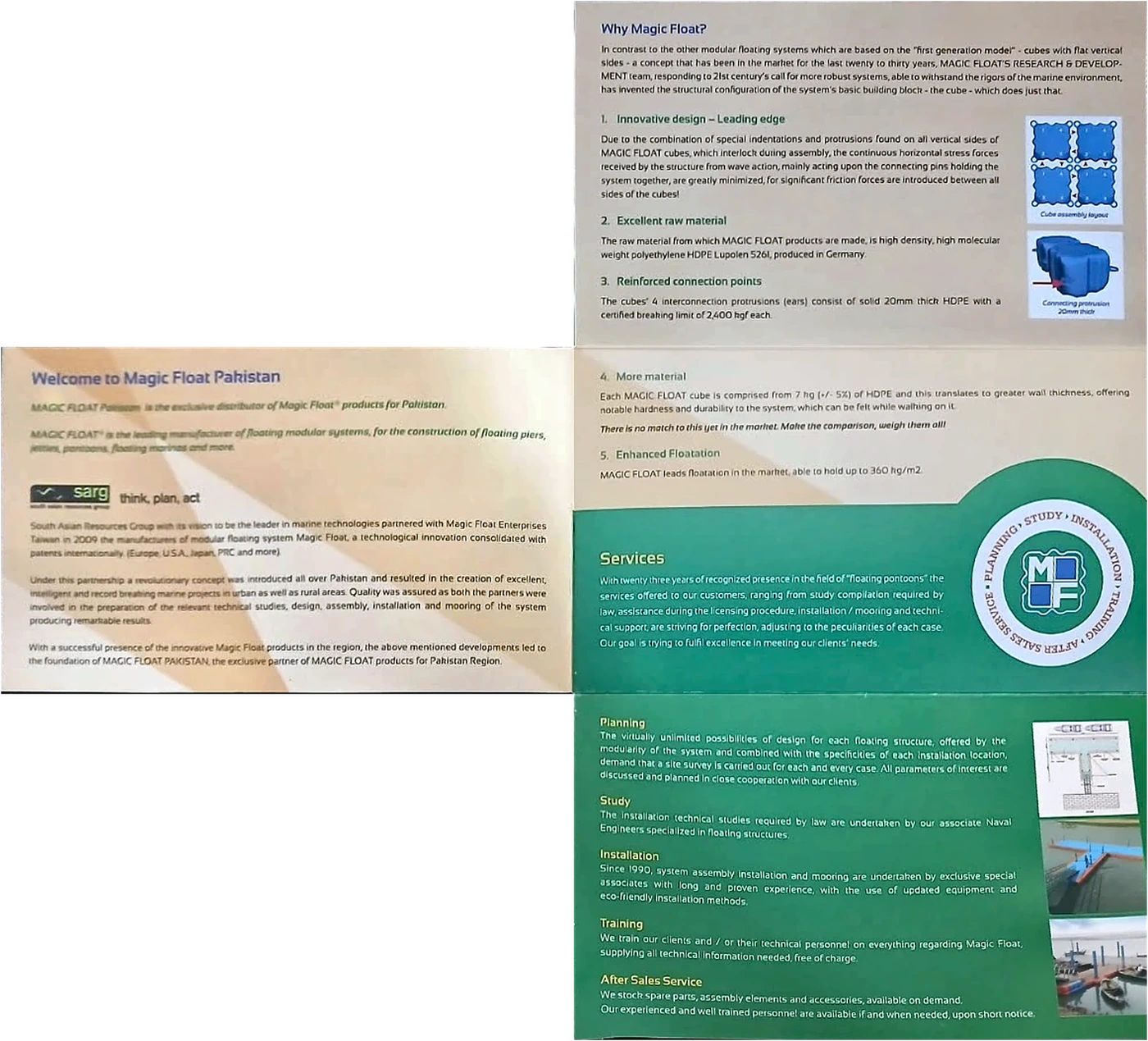 MAGIC-FLOAT / Magic Float Pakistan: Four-panel T-fold brochure, full inside