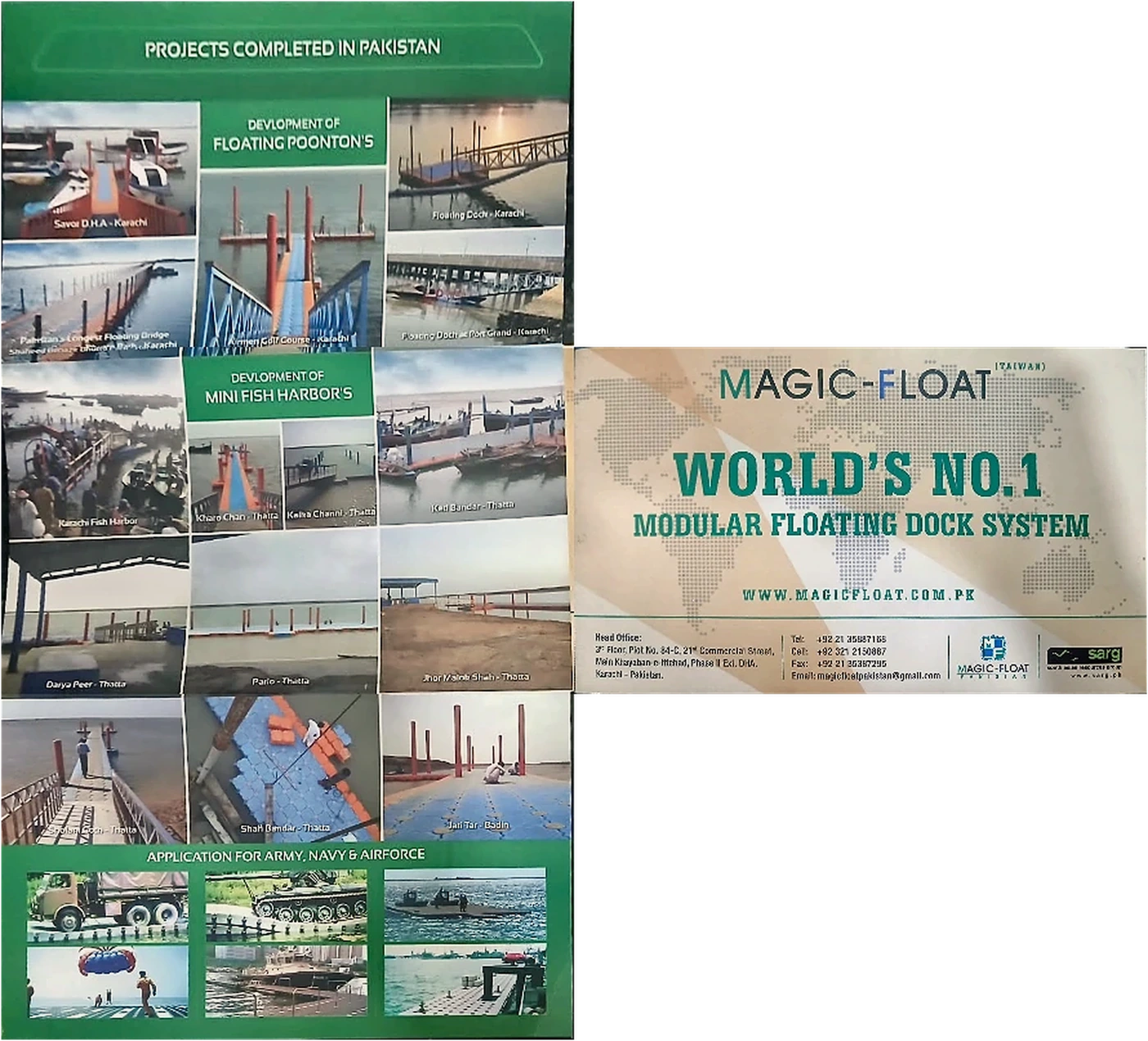 MAGIC-FLOAT / Magic Float Pakistan: Four-panel T-fold brochure, full outside