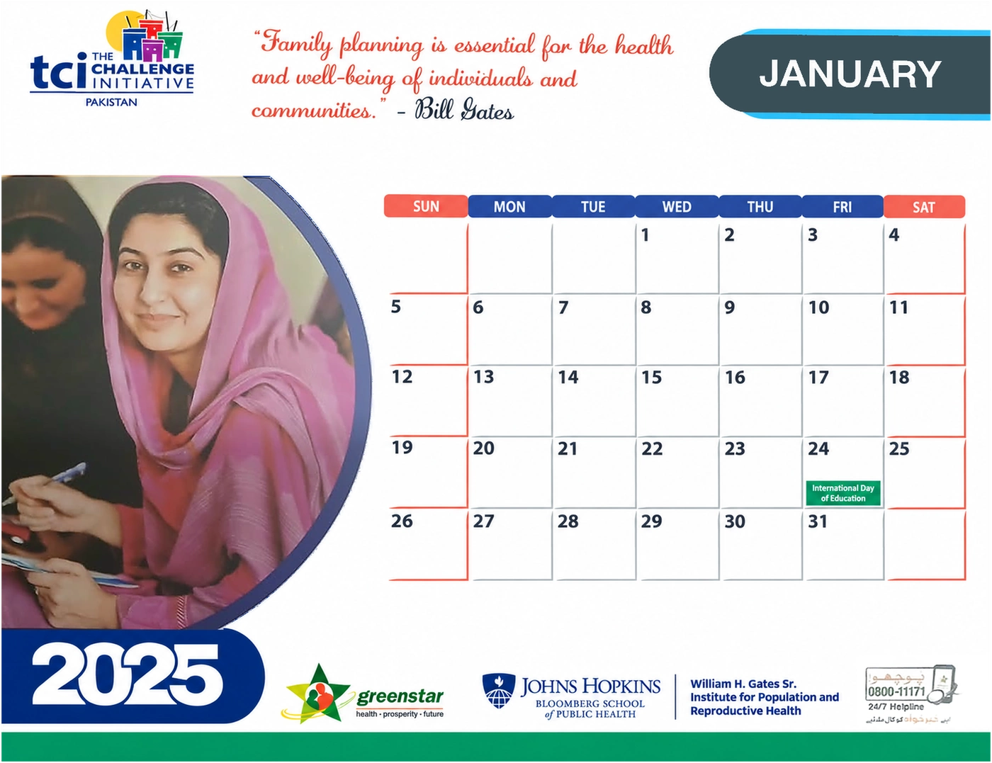TCI (The Challenge Initiative), Pakistan: 2025 desk calendar, january