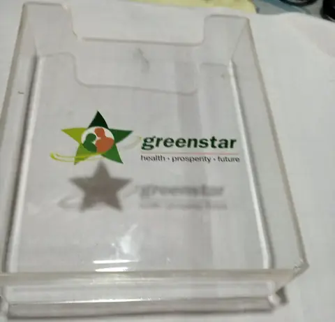 Greenstar: Clear acrylic box, printed